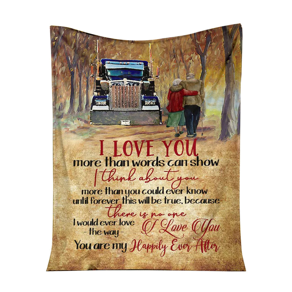 Truck I Love You Truck Couple Trucker 50 x 60 Inch Flannel Blanket For Cozy Bedroom And Sofa Decor