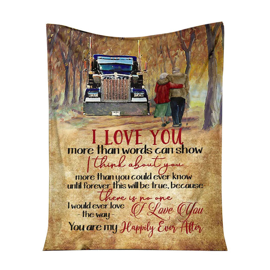 Truck I Love You Truck Couple Trucker 50 x 60 Inch Flannel Blanket For Cozy Bedroom And Sofa Decor