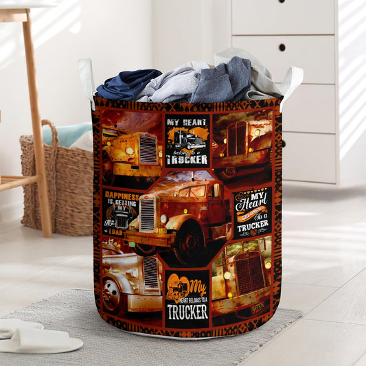 My heart belongs to a truck - Laundry basket - LAUB09LIN240222-Owls Matrix