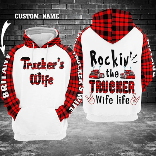 Trucker Wife Custom Name Quote – 3D Hoodie