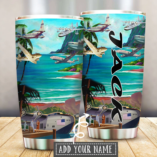 Airplane To Hawaii Personalized 20 Oz Tumbler For Hot Cold Drinks And Travel