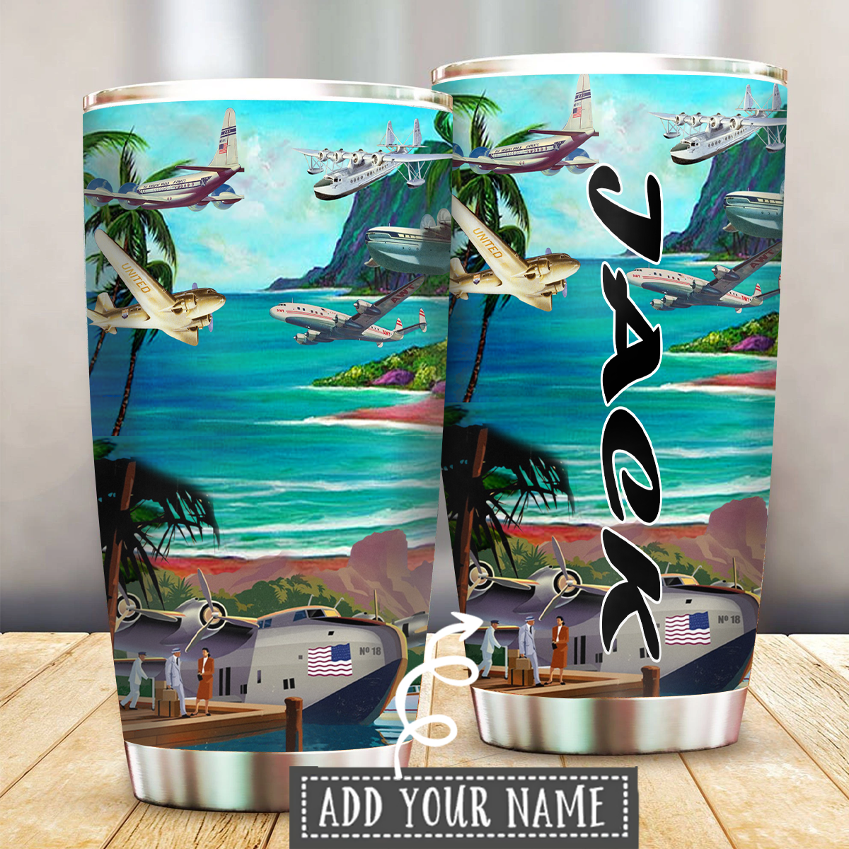 Airplane To Hawaii Personalized 20 Oz Tumbler For Coffee Travel And Daily Use