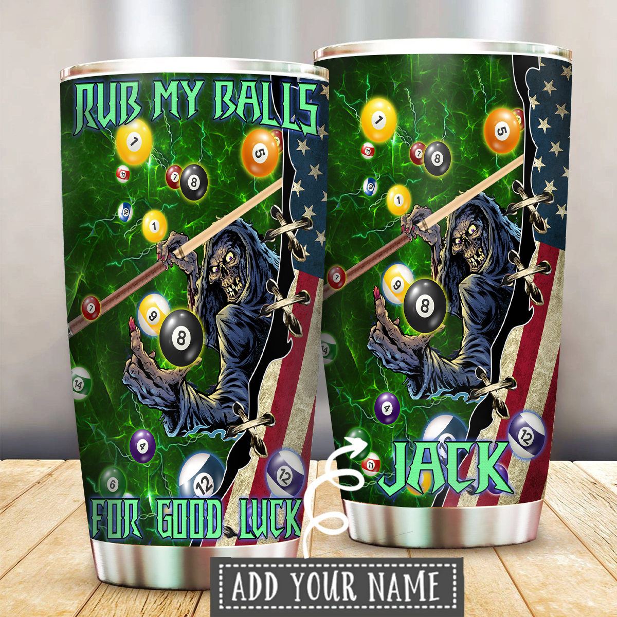 Billiard Good Luck Personalized 20 Oz Tumbler For Hot Cold Drinks And Travel