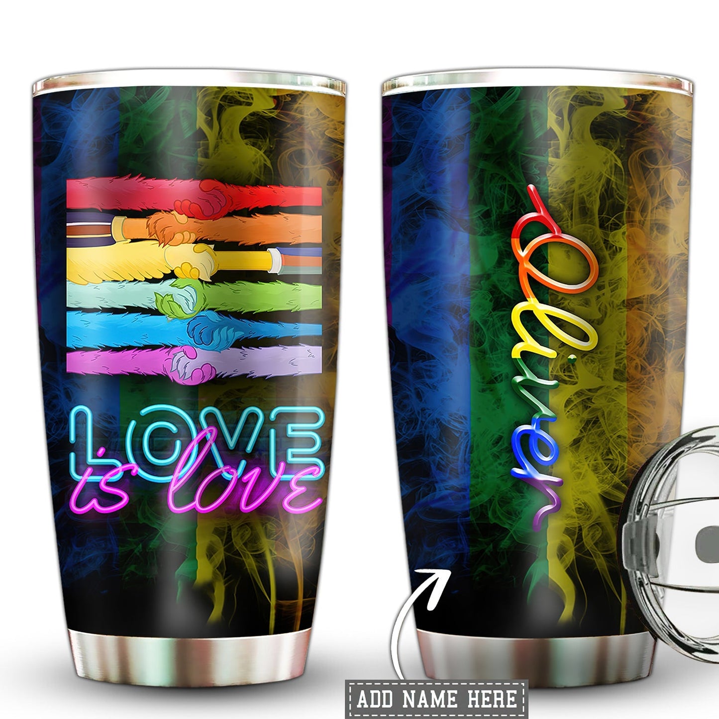 LGBT Love Is Love Colorful Personalized 20 Oz Tumbler