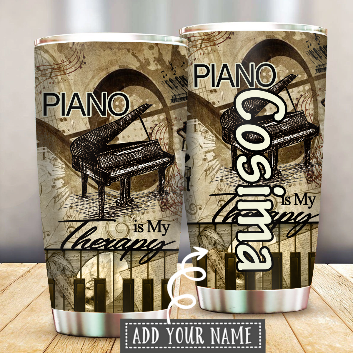 Music Piano Is My Therapy Personalized 20 Oz Tumbler
