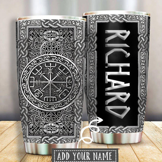 Viking Sign Silver Personalized 20 Oz Tumbler For Hot Cold Drinks And Travel