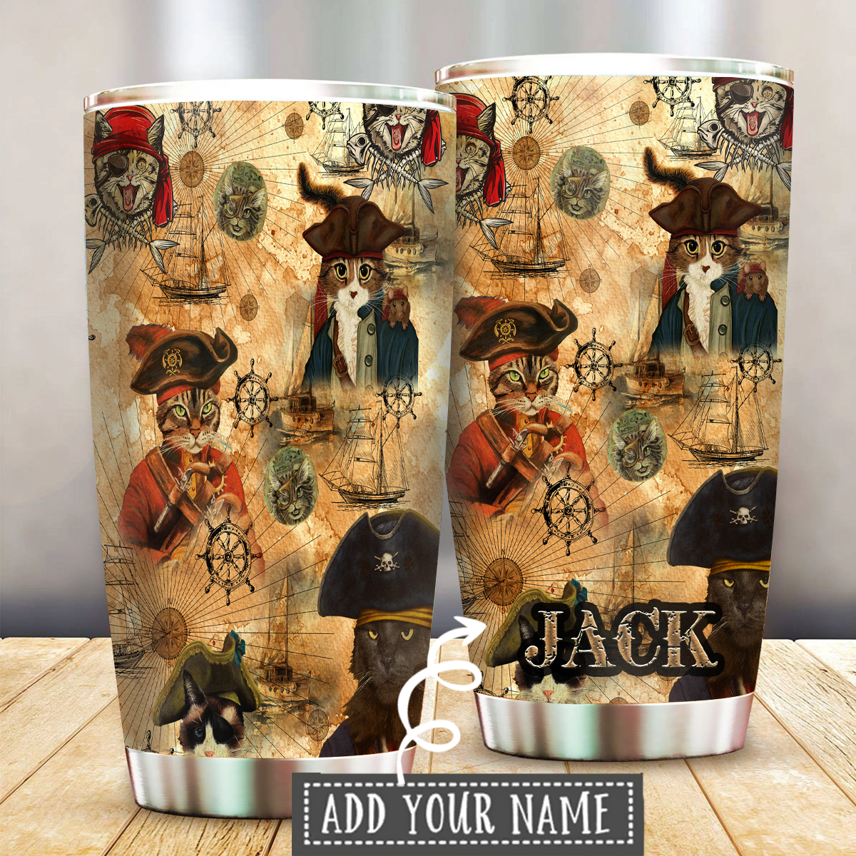 Cat Pirates Personalized 20 Oz Tumbler For Travel Gifts