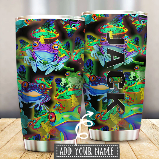 Frog Loves Mushroom Personalized 20 Oz Tumbler For Hot Cold Drinks And Travel