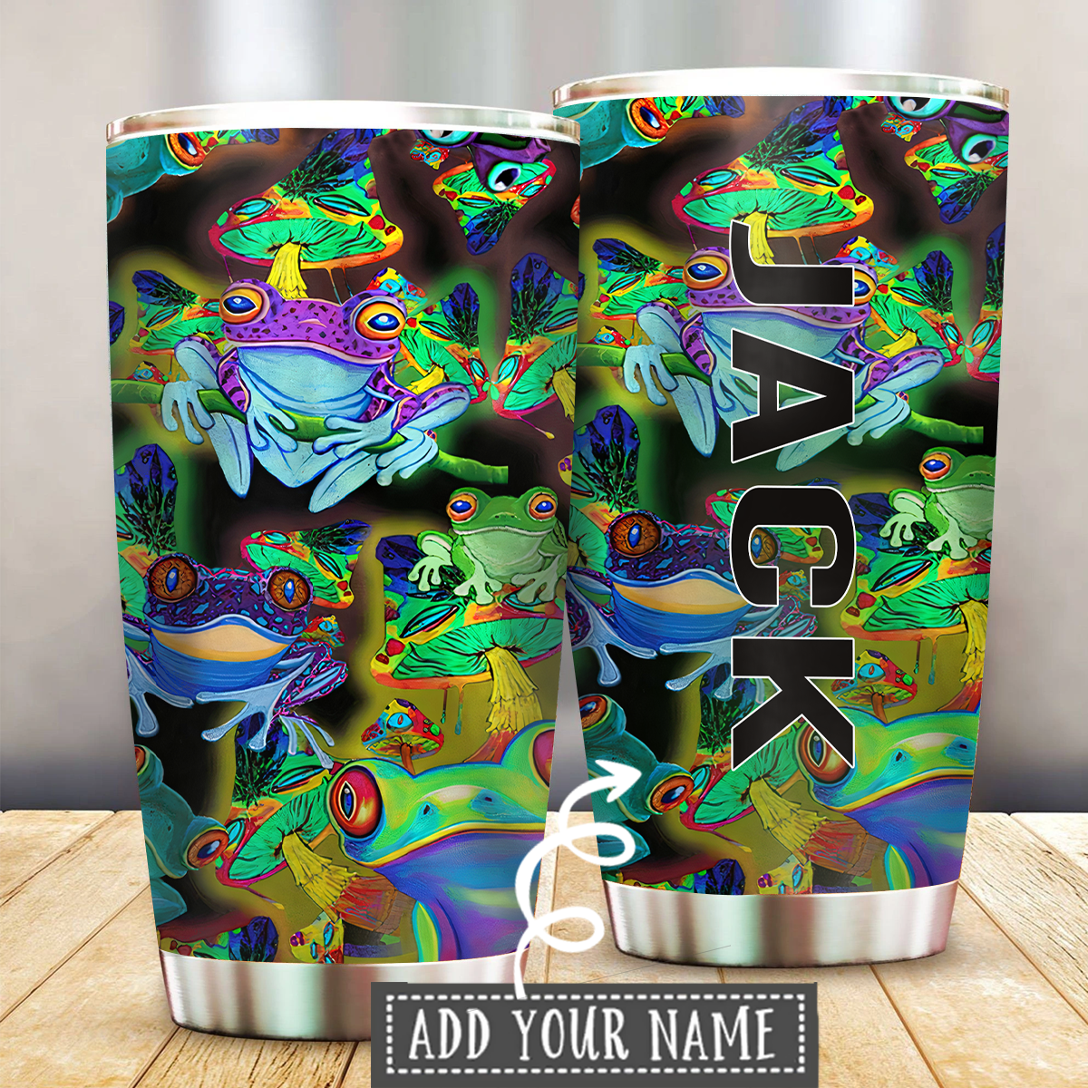 Frog Loves Mushroom Personalized 20 Oz Tumbler For Coffee Travel And Daily Use