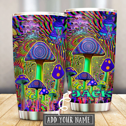 Hippie Mushroom Color Personalized 20 Oz Tumbler For Hot Cold Drinks And Travel