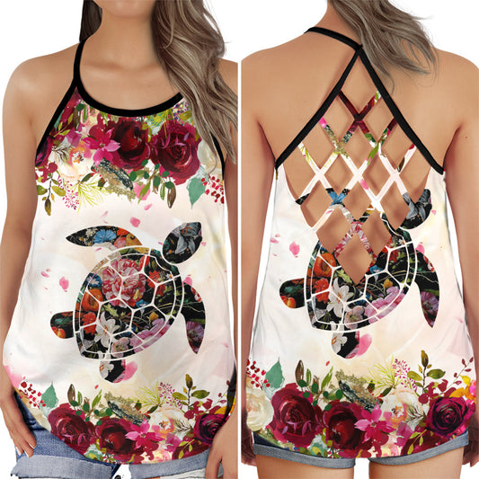 Turtle Ocean Beach Calm Nature Cute Animal Art - Hollow Tank Top