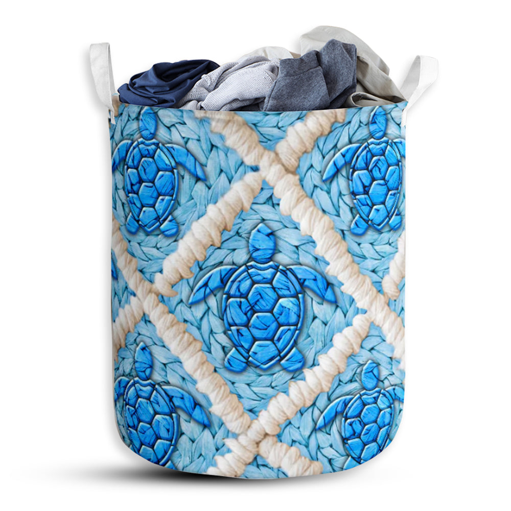 Turtle Ceramic Blue Style - Laundry Basket - Owls Matrix LTD
