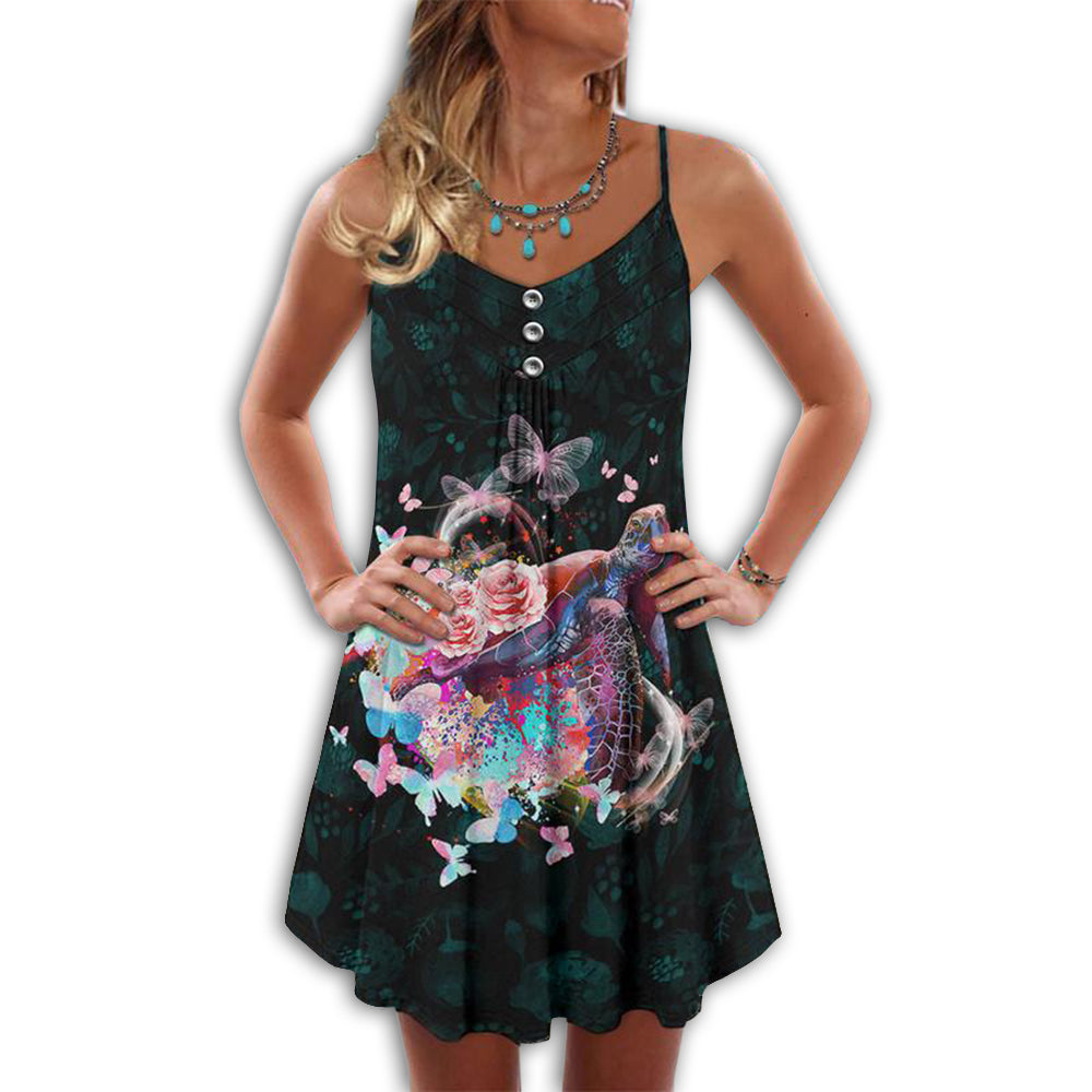Amazing Turtle Style – Women's Summer Sleeveless V-Neck Camisole Dress