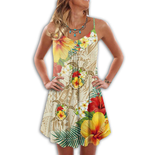 Tropical Turtle Beach Soul – Women's Summer Sleeveless V-Neck Camisole Dress