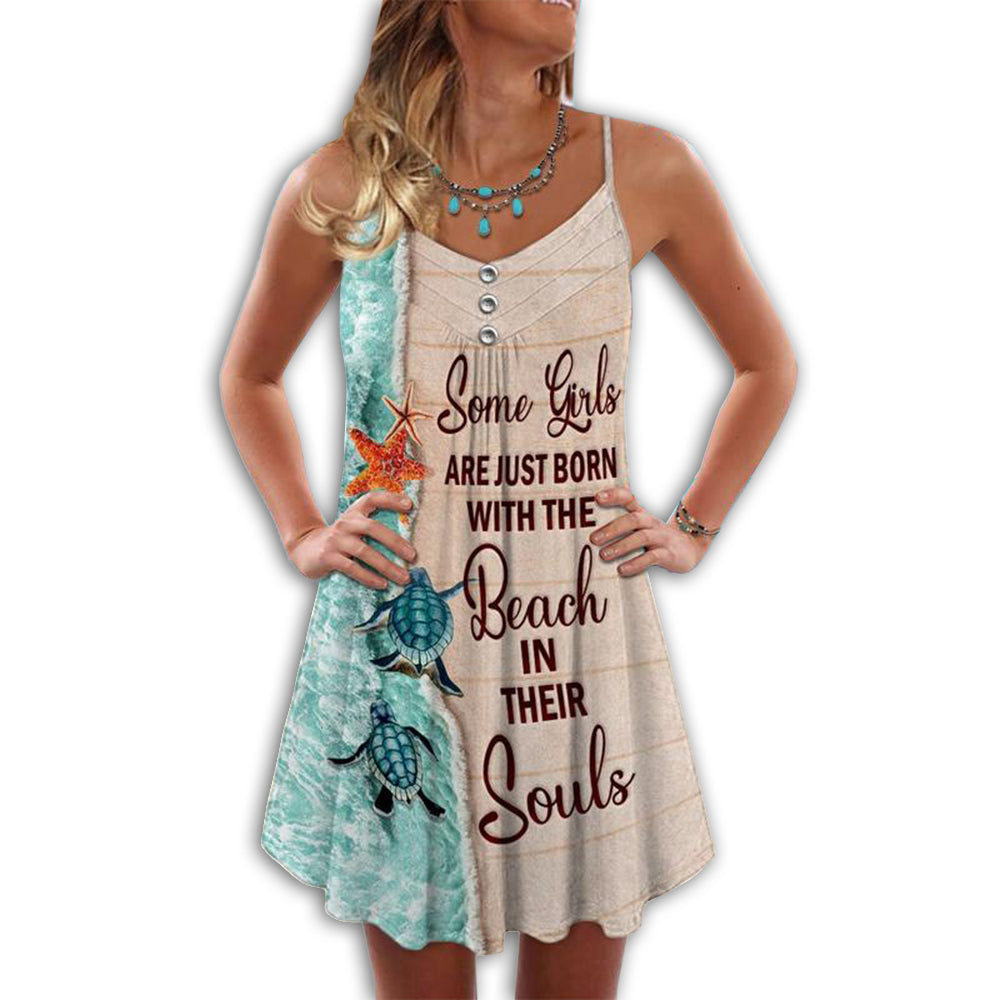 Beach Soul Turtle Love – Women's Summer Sleeveless V-Neck Camisole Dress