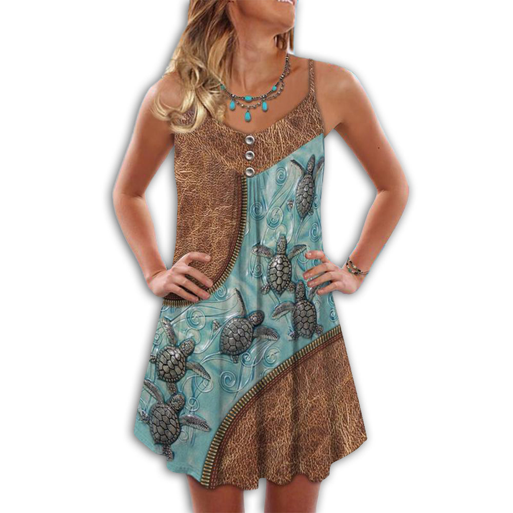 Turtle Beach Soul Ocean Love – Women's Summer Sleeveless V-Neck Camisole Dress