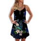 Turtle Flower Love Always – Women's Summer Sleeveless V-Neck Camisole Dress