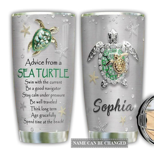 Turtle Love Beach With Sign Personalized 20 Oz Tumbler