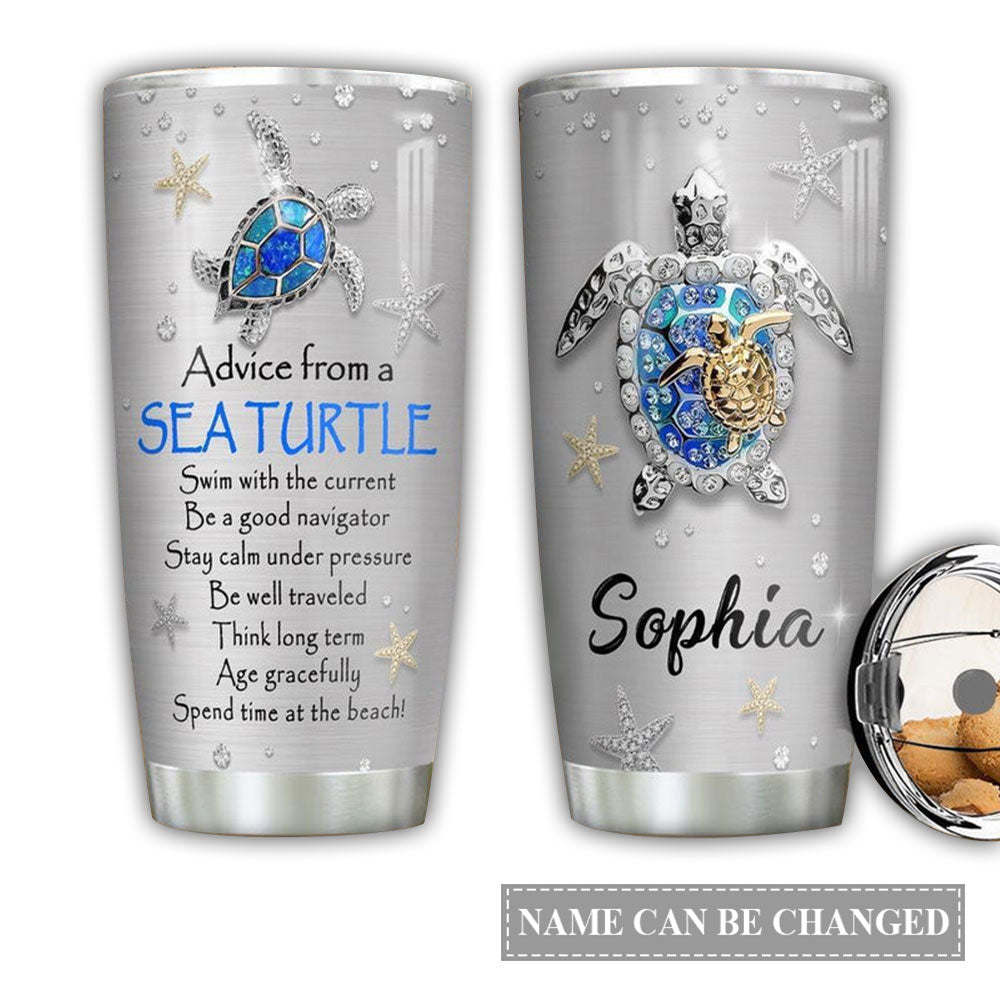 Turtle Love Beach Personalized 20 Oz Tumbler For Hot Cold Drinks And Travel