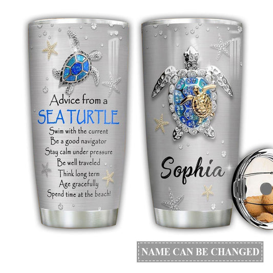 Turtle Love Beach Personalized 20 Oz Tumbler For Hot Cold Drinks And Travel