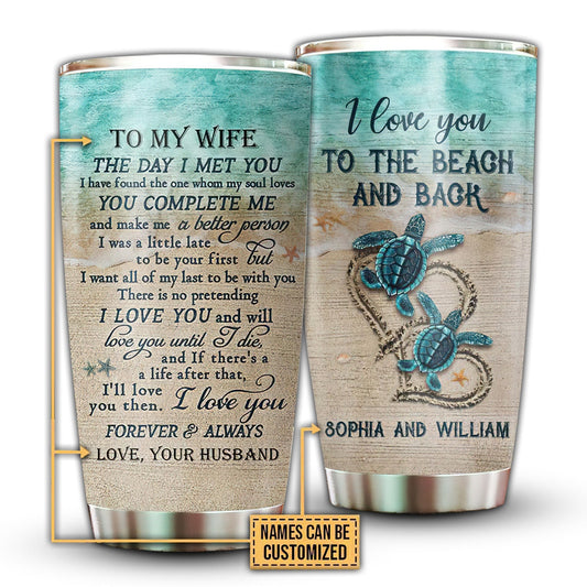 Turtle Love Beautiful Beach Personalized 20 Oz Tumbler