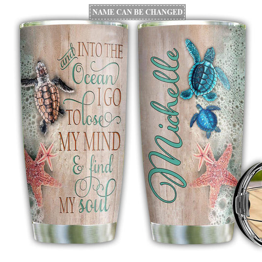 Turtle Love Ocean With Sand Personalized 20 Oz Tumbler