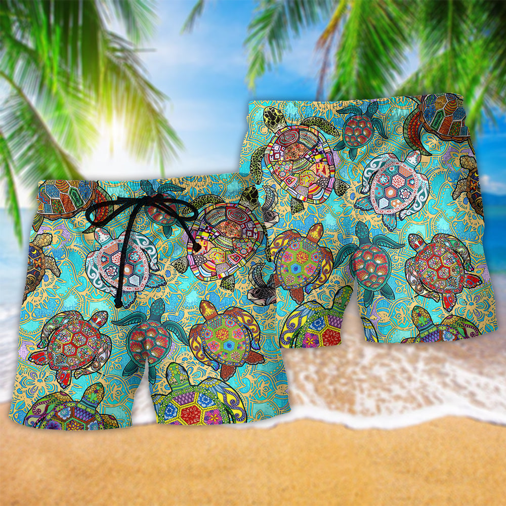 Turtle Swimming Ocean Love – Beach Short
