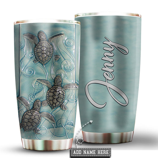 Turtle Lover In Blue Water Personalized 20 Oz Tumbler