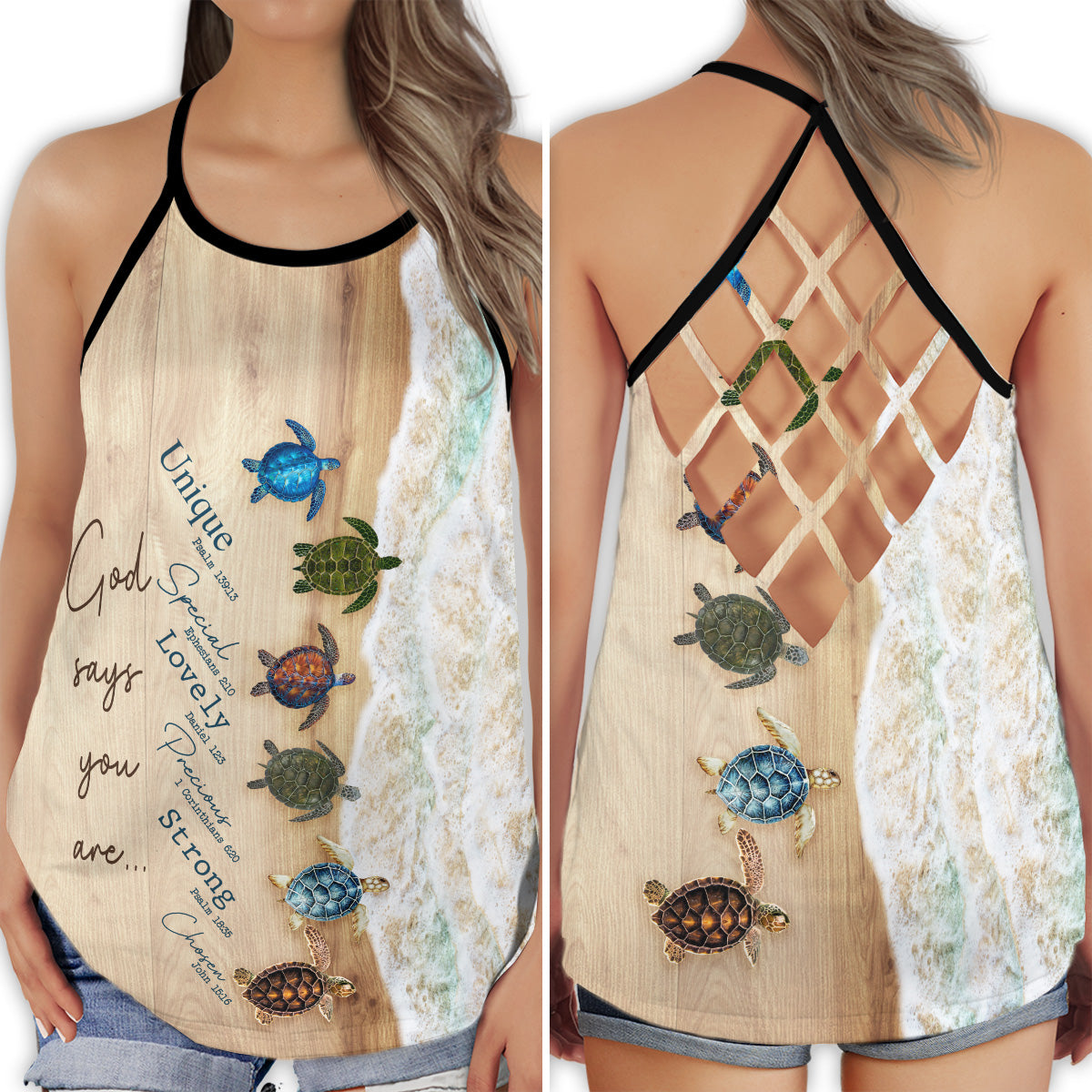 Faith Inspired Turtle Design - Hollow Tank Top
