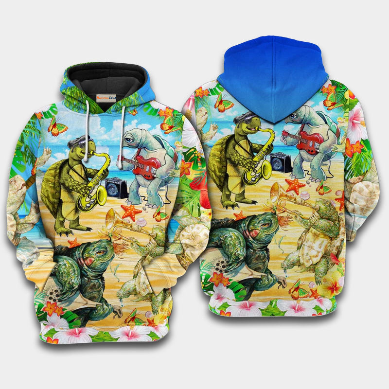 Turtle Loves Music Everyday Art – 3D Hoodie
