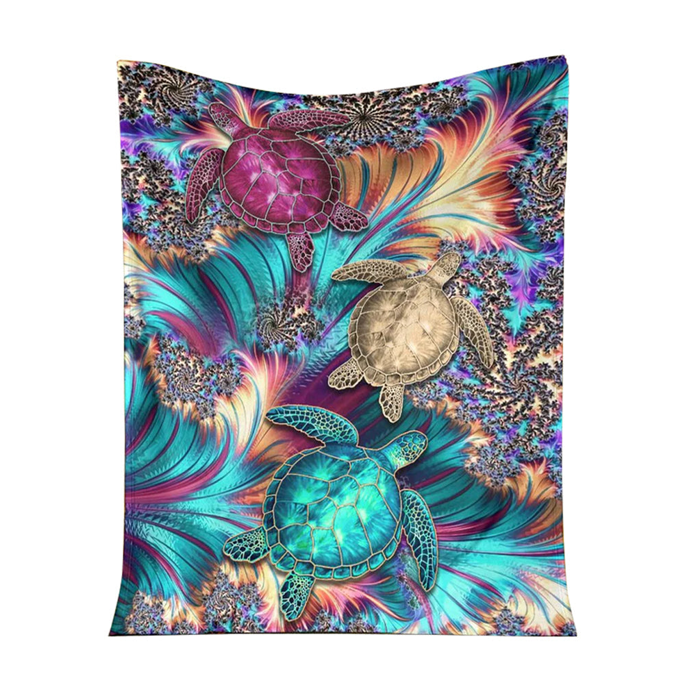 Turtle Magic 50 x 60 Inch Flannel Blanket For Cozy Bedroom And Sofa Decor