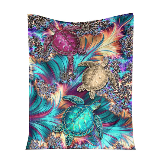 Turtle Magic 50 x 60 Inch Flannel Blanket For Cozy Bedroom And Sofa Decor