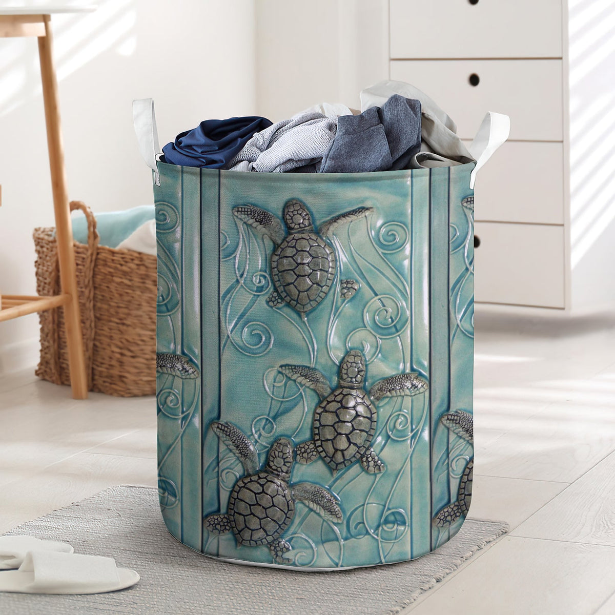 Turtle Ocean Coming - Laundry basket - LAUB03LIN180222 - Owls Matrix LTD