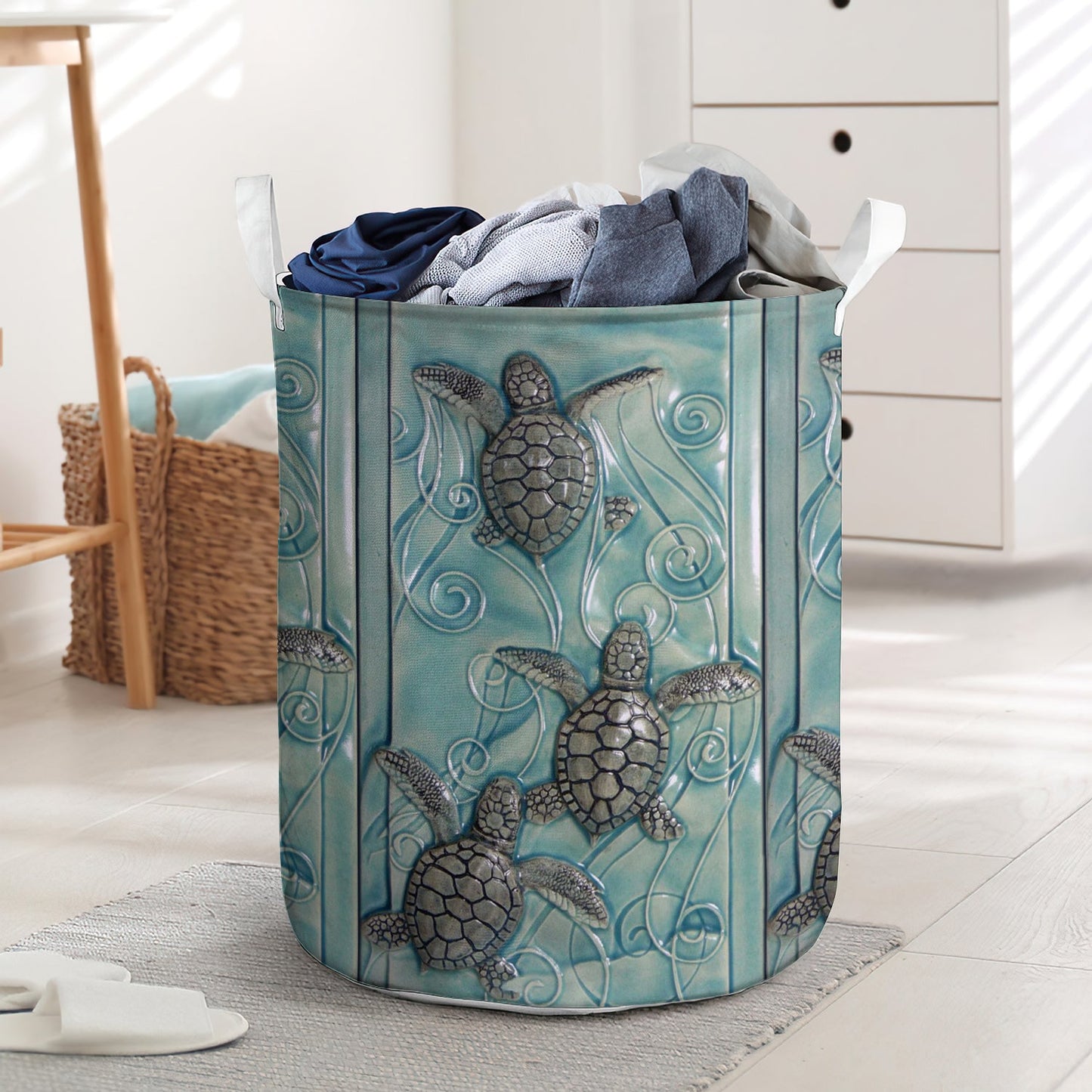 Turtle Ocean Coming - Laundry basket - LAUB03LIN180222 - Owls Matrix LTD