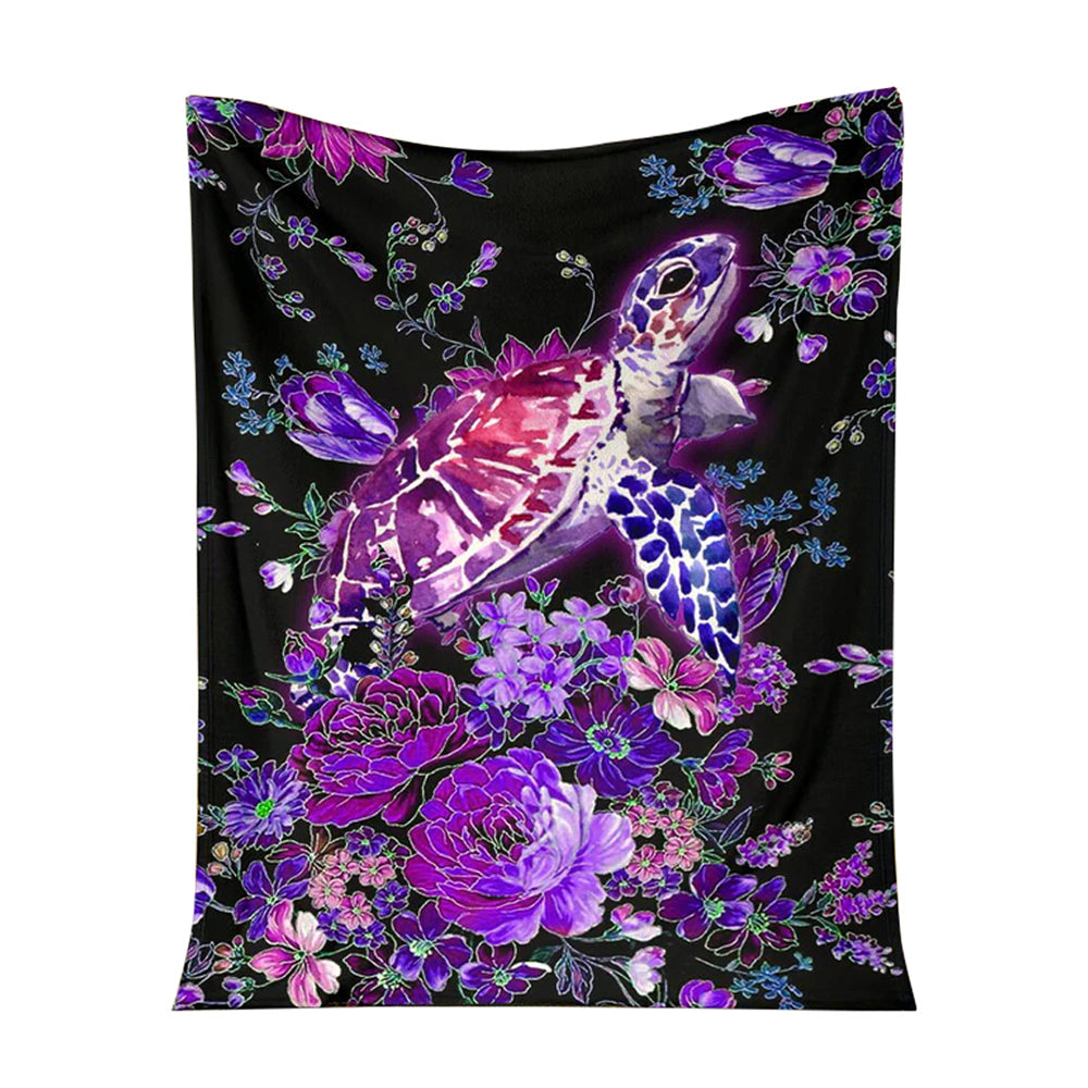 Turtle Purple Turtle 50 x 60 Inch Flannel Blanket For Cozy Bedroom And Sofa Decor