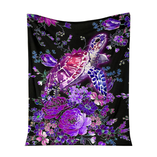 Turtle Purple Turtle 50 x 60 Inch Flannel Blanket For Cozy Bedroom And Sofa Decor