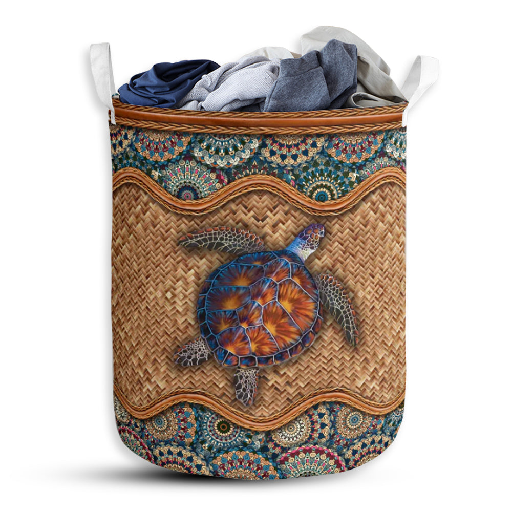 Turtle Rattan Mandala Style - Laundry Basket - Owls Matrix LTD