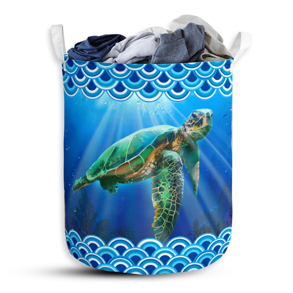 Turtle Sea Blue Waves - Laundry Basket