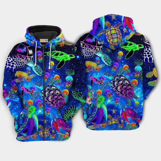Turtle Sea Glow Art – 3D Hoodie