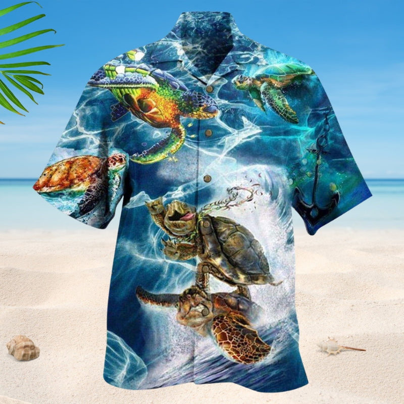 Turtle Swimming Over Sea Style – Hawaiian Shirt