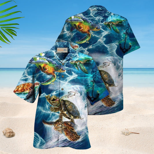 Turtle Swimming Over Sea Style – Hawaiian Shirt
