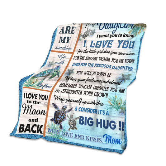 Turtle To My Daughter Be Good 50 x 60 Inch Flannel Blanket For Cozy Bedroom And Sofa Decor