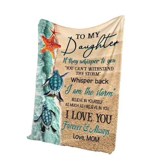 Turtle To My Daughter 50 x 60 Inch Flannel Blanket For Cozy Bedroom And Sofa Decor