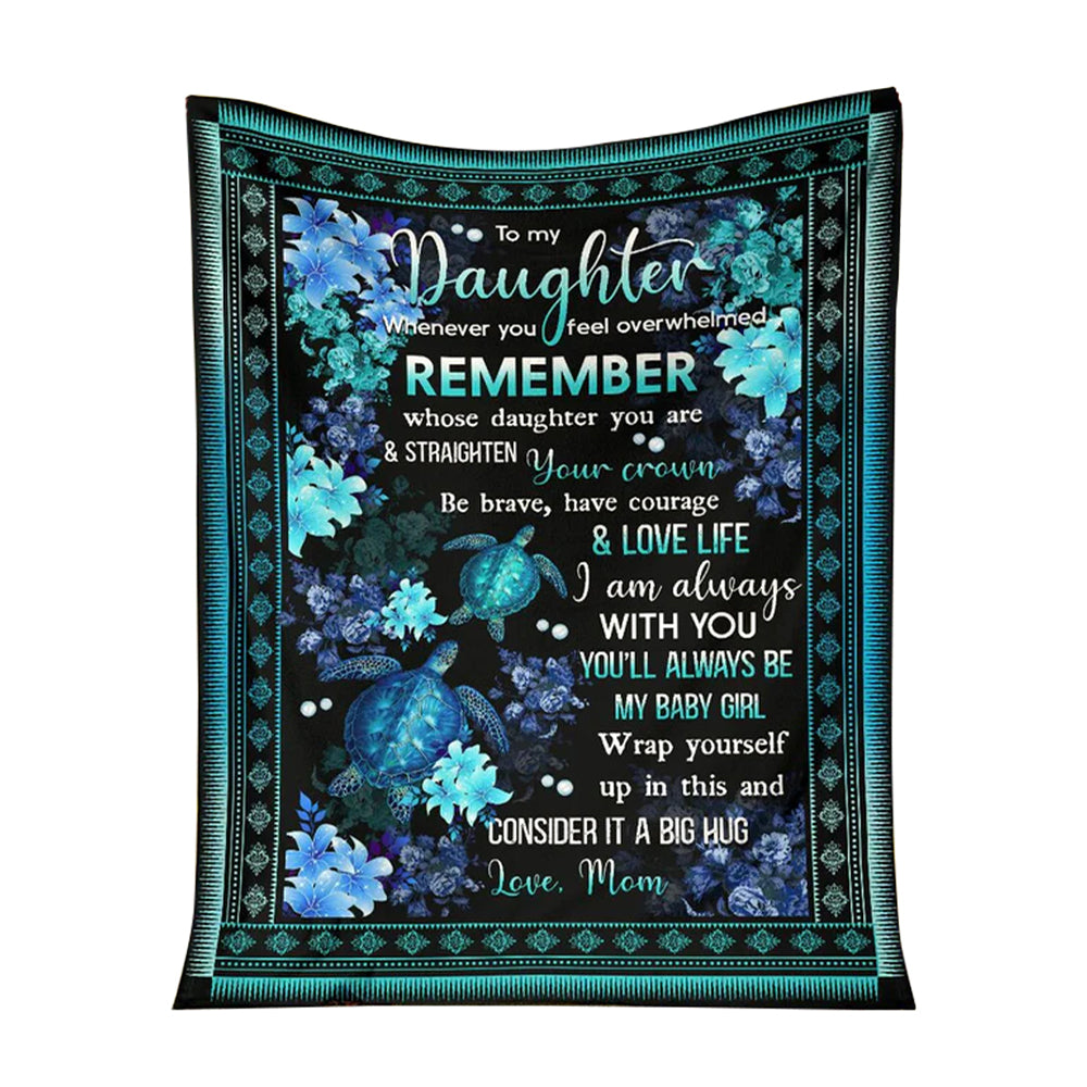Turtle To My Daughter Turtle Sea 50 x 60 Inch Flannel Blanket For Cozy Bedroom And Sofa Decor