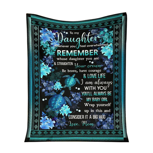 Turtle To My Daughter Turtle Sea 50 x 60 Inch Flannel Blanket For Cozy Bedroom And Sofa Decor