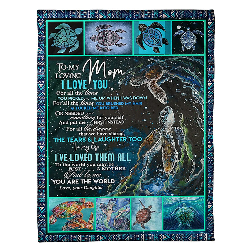 Turtle To My Mom Love 50 x 60 Inch Flannel Blanket For Cozy Bedroom And Sofa Decor
