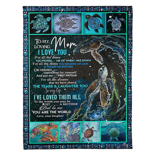 Turtle To My Mom Love 50 x 60 Inch Flannel Blanket For Cozy Bedroom And Sofa Decor
