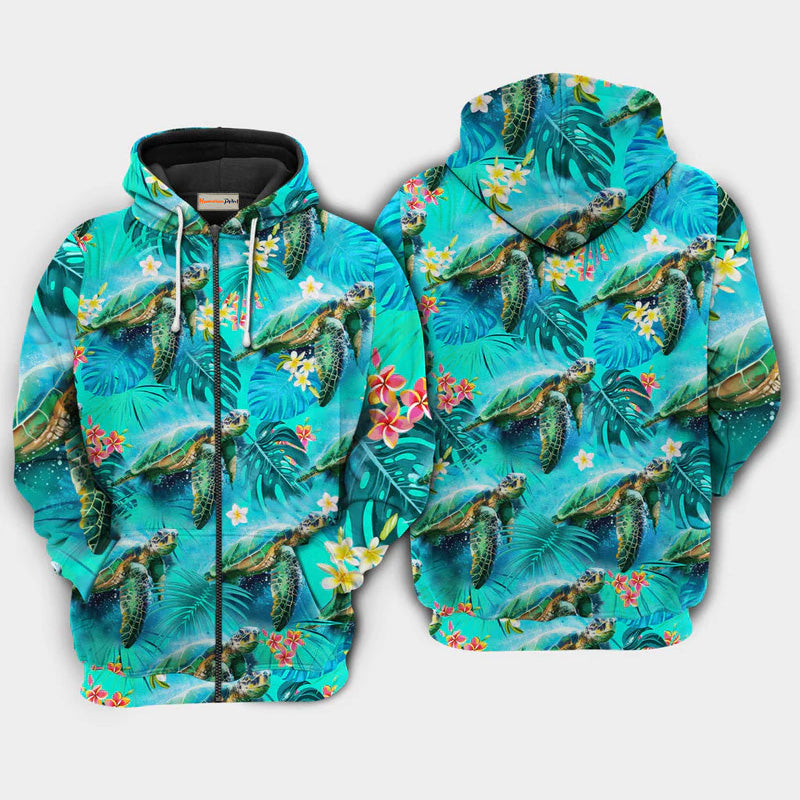 Turtle Tropical Style Art – 3D Hoodie