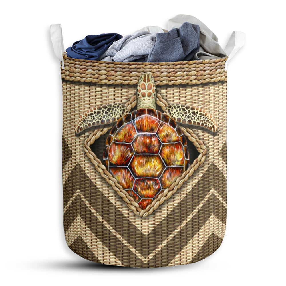 S: 17.72”x13.78” (45x35 cm) Turtle Wickerwork Hole - Laundry Basket - Owls Matrix LTD