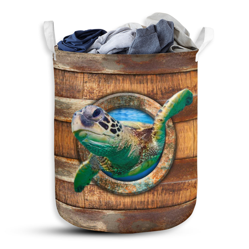 S: 17.72”x13.78” (45x35 cm) Turtle Wood Vintage - Laundry Basket - Owls Matrix LTD